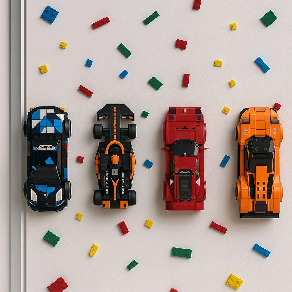 Speed Champions Wall Mount Bracket for 8-stud-wide Cars Secure & Space-saving Display Precision Fit with Optional Minifigure Integration - Image 2