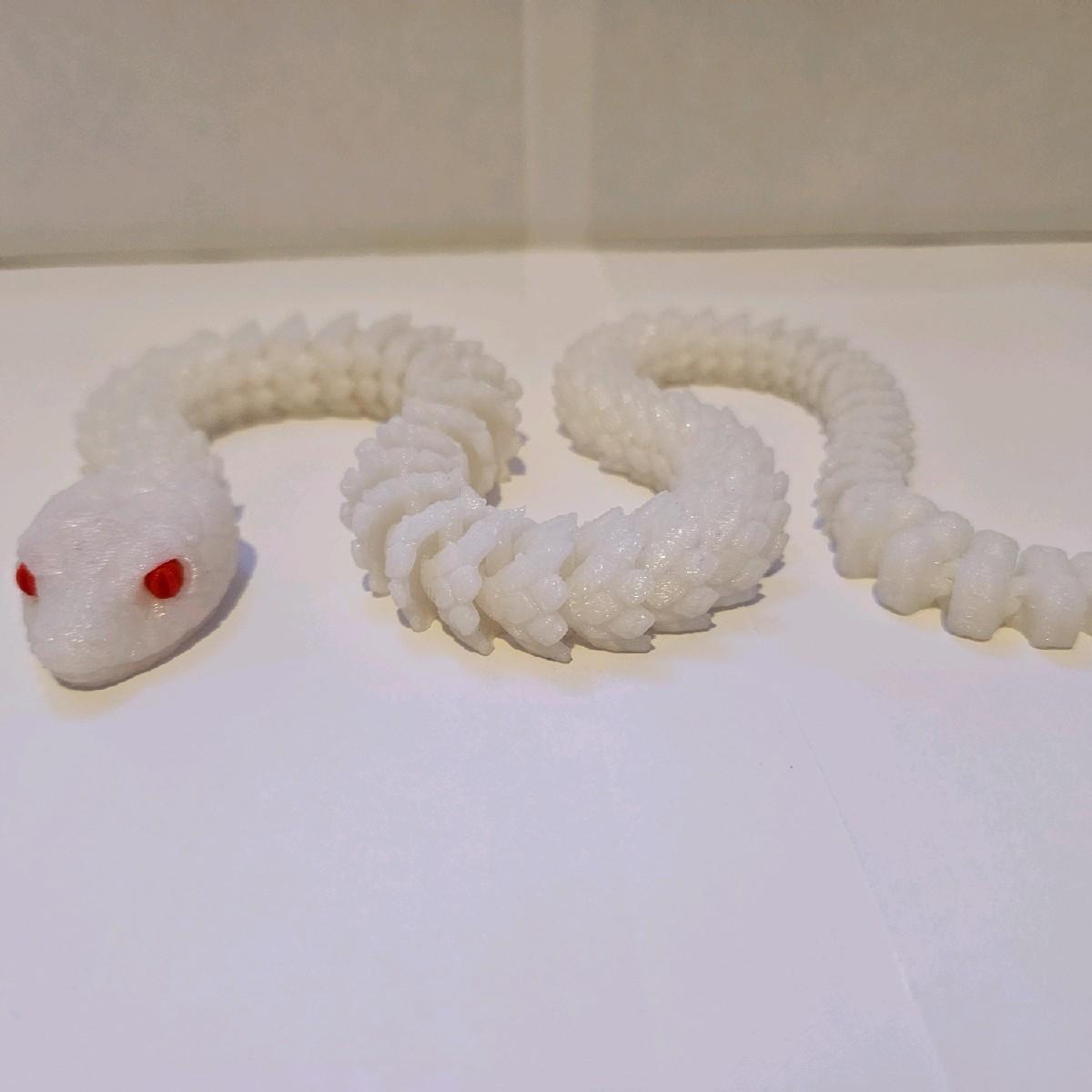 3D Printed Glow in the Dark (Blue) with Red eye Articulated Snake fidgetstoys - Image 4