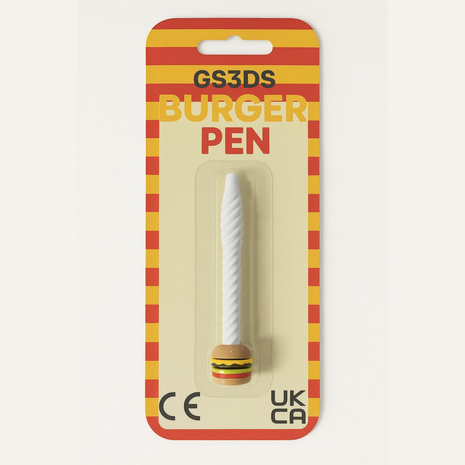 GS3DS Burger Pen - Fun burger-themed novelty pen with smooth writing and replaceable BIC Medium Crystal ink. A quirky stationery gift perfect for school, office, home, and anyone who loves unique pens with personality. 🍔✍️