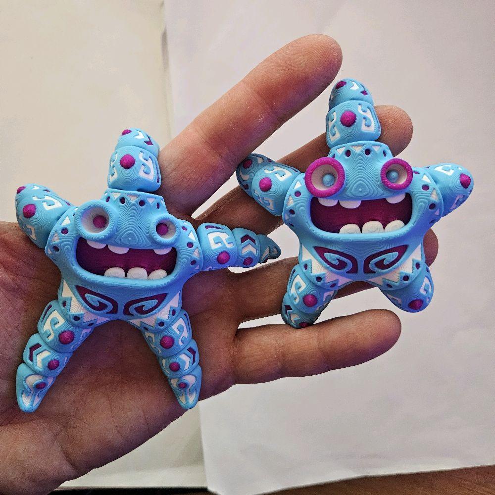 3D Printed Set of 2, Articulated Tattooed Starfish Fidget Toy Set for ADHD, Autism and Anxiety Relief - Image 2